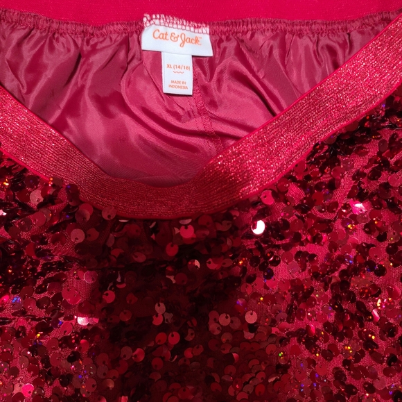 Cat & Jack Bright Red Flip Sequences Skater Skirt with Double LininngSz XL 14-16 - Picture 8 of 11